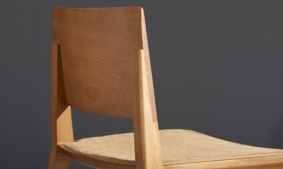  SIMONINI Minimalist Style Stool in Natural Solid Wood Leather Seating