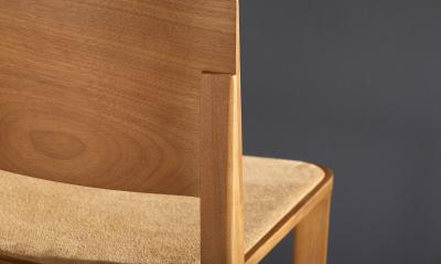  SIMONINI Minimalist Style Stool in Natural Solid Wood Leather Seating
