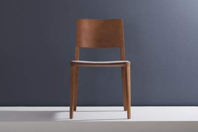  SIMONINI Minimalist modern Chair in natural solid wood upholstered textile seating