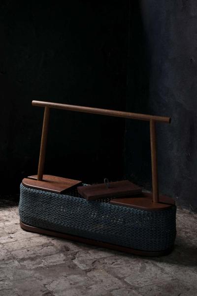  SIMONINI Modern Hanger Storage and Shelf in Hardwood and Nautical Rope