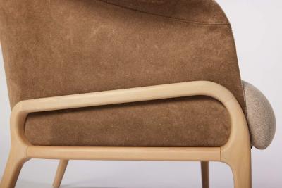 SIMONINI Modern Organic style Collana armchair in Solid Wood leather Flexible Seating