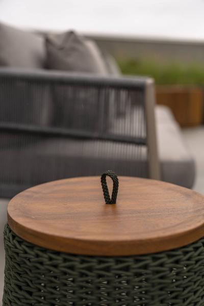  SIMONINI Modern Side Table Stool and Container in solid wood and Rope
