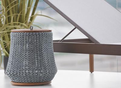  SIMONINI Modern Side Table Stool and Container in solid wood and Rope