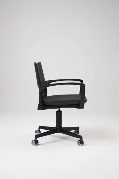  SIMONINI Modern Style Aurora office chair in black solid wood solid back leather seat