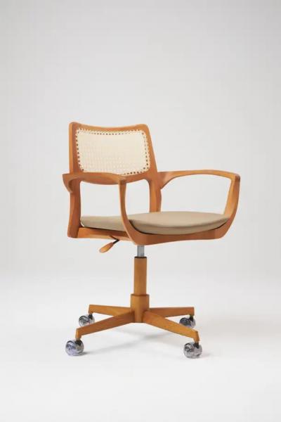  SIMONINI Modern Style Aurora office chair in solid wood caning back leather seat