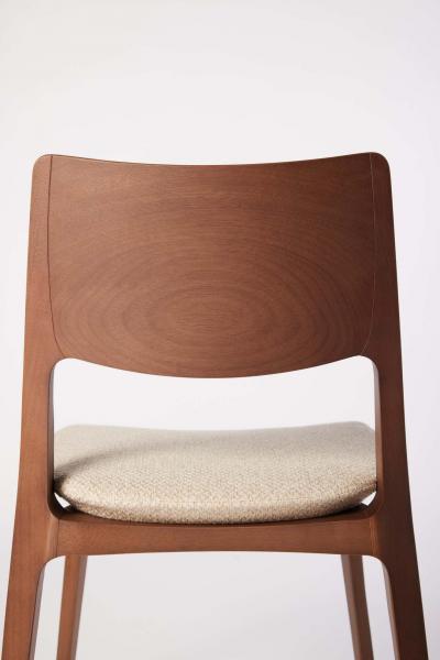 SIMONINI Modern style Aurora chair sculpted in walnut finish no arms upholstered seat