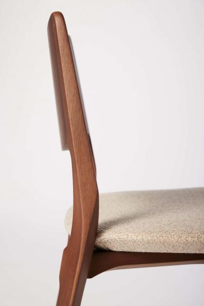  SIMONINI Modern style Aurora chair sculpted in walnut finish no arms upholstered seat