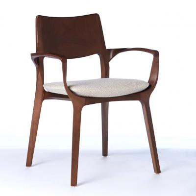  SIMONINI Modern style Aurora chair sculpted in walnut finish no arms upholstered seat