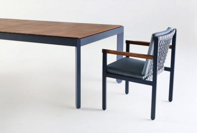 SIMONINI Outdoor Modern Dining Table in Metal and Solid Wood