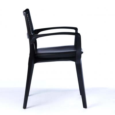  SIMONINI Post Modern style Aurora chair in black ebonized with cane back and leather