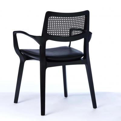  SIMONINI Post Modern style Aurora chair in black ebonized with cane back and leather