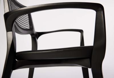  SIMONINI Post Modern style Aurora chair in black ebonized with cane back and leather