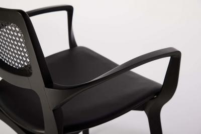  SIMONINI Post Modern style Aurora chair in black ebonized with cane back and leather