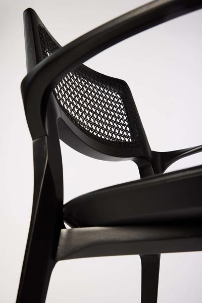  SIMONINI Post Modern style Aurora chair in black ebonized with cane back and leather