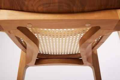 SIMONINI Post Modern style Aurora chair in sculpted solid wood with cane back and leather
