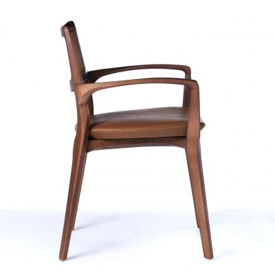  SIMONINI Post Modern style Aurora chair in sculpted walnut finish with cane and leather