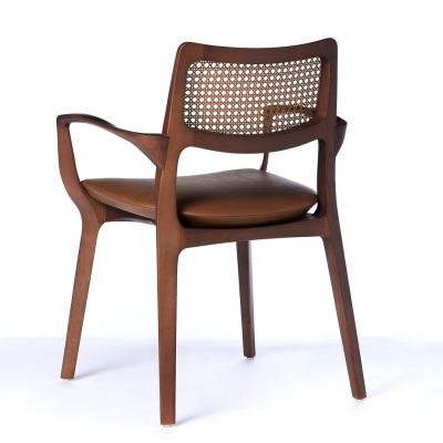  SIMONINI Post Modern style Aurora chair in sculpted walnut finish with cane and leather