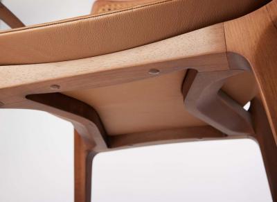  SIMONINI Post Modern style Aurora chair in sculpted walnut finish with cane and leather