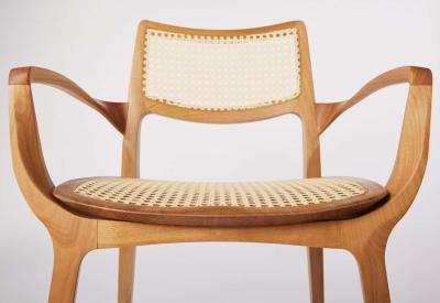 SIMONINI Post Modern style Aurora chair in solid wood with caning back and cane seat