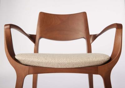 SIMONINI Post Modern style Aurora chair in walnut finish with wooden back and textile