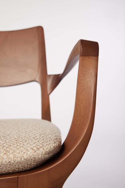 SIMONINI Post Modern style Aurora chair in walnut finish with wooden back and textile