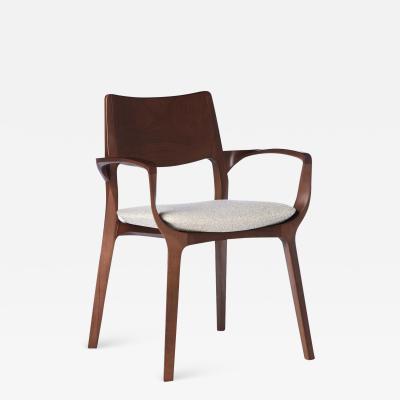  SIMONINI Post Modern style Aurora chair in walnut finish with wooden back and textile