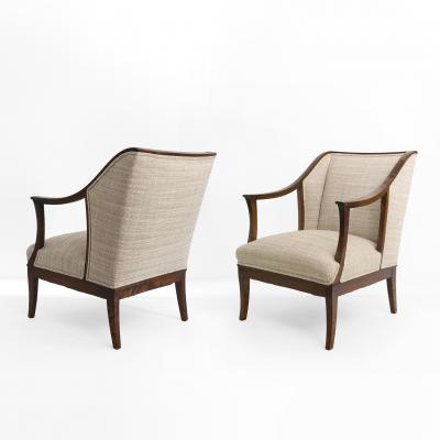  SMF Svenska M belfabriken Bodafors SWEDISH ARMCHAIRS IN STAINED SOLID BIRCH BY SFM BODAFORS CIRCA 1930