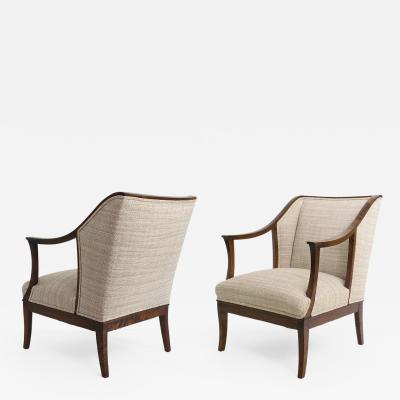  SMF Svenska M belfabriken Bodafors SWEDISH ARMCHAIRS IN STAINED SOLID BIRCH BY SFM BODAFORS CIRCA 1930