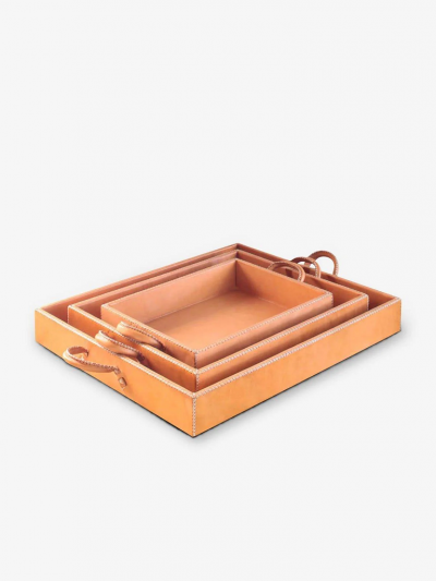  SOL Y LUNA NEST OF THREE LEATHER TRAYS