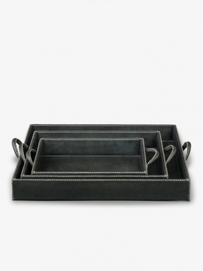  SOL Y LUNA NEST OF THREE LEATHER TRAYS
