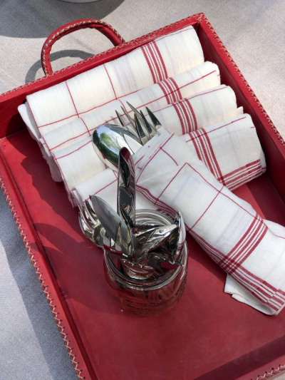  SOL Y LUNA NEST OF THREE LEATHER TRAYS