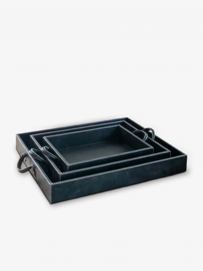  SOL Y LUNA NEST OF THREE LEATHER TRAYS