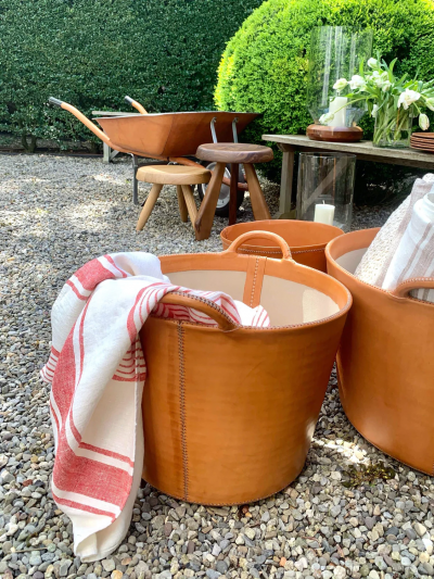  SOL Y LUNA SMALL LEATHER BASKET