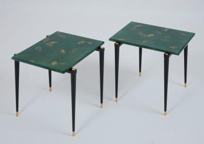  STUDIO L ART DE VIVRE Pair of Gold Leaf and Green Lacquer Side Tables France 2024