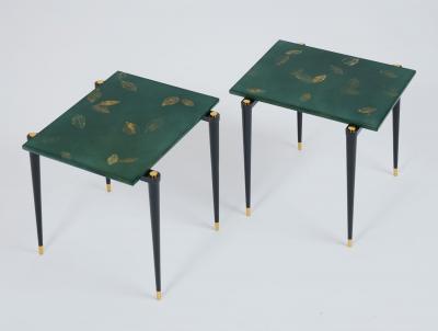  STUDIO L ART DE VIVRE Pair of Gold Leaf and Green Lacquer Side Tables France 2024