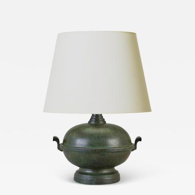  SVM Handarbete Modern Classicism Table Lamp in Patinated Bronze Attrib GAB