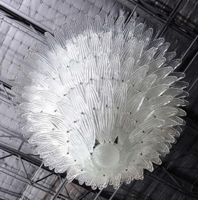  Sabino Fine Pair of Sabino Clear Glass Monumental Size Chandeliers