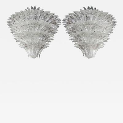  Sabino Fine Pair of Sabino Clear Glass Monumental Size Chandeliers