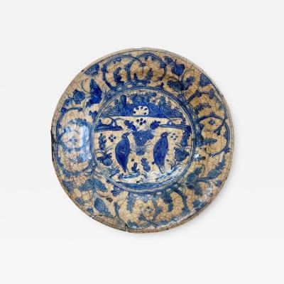  Safavid 16th Century Safavid Blue Pottery Dish