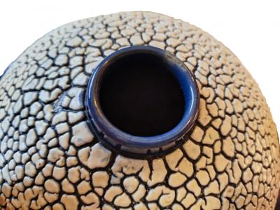  Saint Cl ment Art Deco Saint Cl ment Blue Crackle Spherical Vase Model 712 c 1930