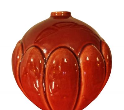  Saint Cl ment Saint Cl ment Art Deco Orange Bordeaux Vase Model 712 16cm