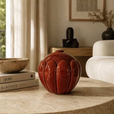  Saint Cl ment Saint Cl ment Art Deco Orange Bordeaux Vase Model 712 16cm