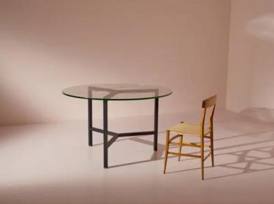  Saint Gobain A metal and glass round dining table Italy 1950s