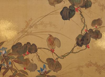  Sakai H itsu Sakai Hoitsu 1761 1828 Autumn flowers Japanese screen painting