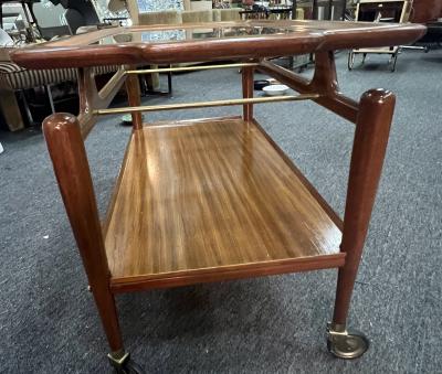  Salca MODERNIST MID CENTURY ITALIAN TEAK AND BRASS BAR CART BY SALCA