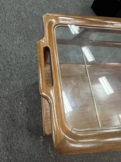  Salca MODERNIST MID CENTURY ITALIAN TEAK AND BRASS BAR CART BY SALCA