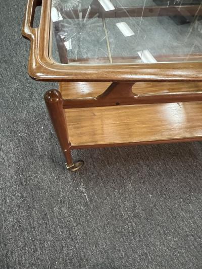 Salca MODERNIST MID CENTURY ITALIAN TEAK AND BRASS BAR CART BY SALCA