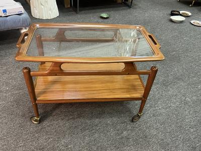  Salca MODERNIST MID CENTURY ITALIAN TEAK AND BRASS BAR CART BY SALCA