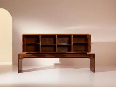  Salvati Tresoldi Alberto Salvati and Ambrogio Tresoldi Sideboard Cabinet with Pink Mirrors 1960s
