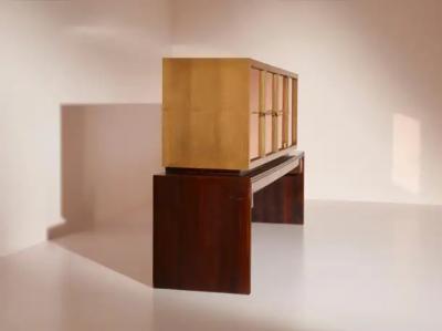  Salvati Tresoldi Alberto Salvati and Ambrogio Tresoldi Sideboard Cabinet with Pink Mirrors 1960s